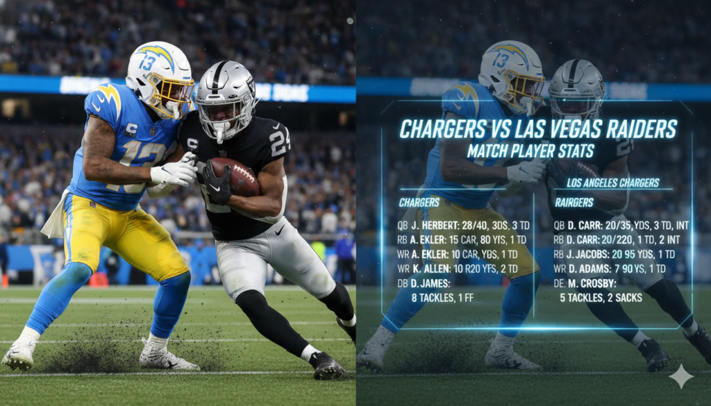 chargers vs las vegas raiders match player stats